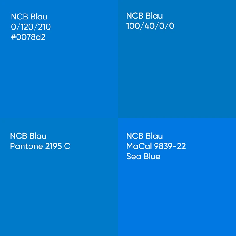 Farbpalette blau für Rebranding