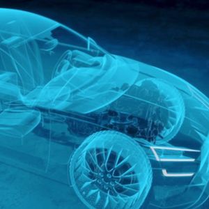 Abbildung einer Videoszene aus dem Film (3D Gittermodell eines Autos)