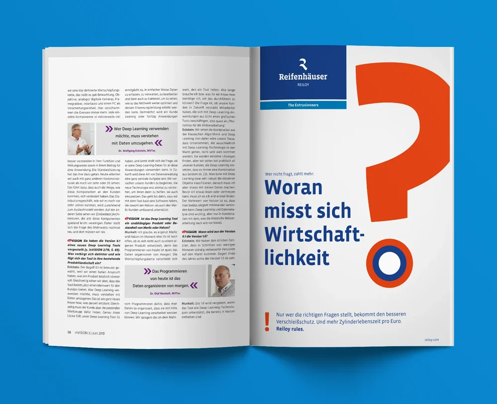 Zeitschrift ist aufgeschlagen, man sieht Artikel zum Thema Wirtschaftlichkeit